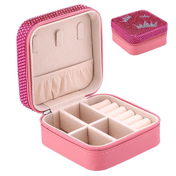 QUEEN RHINESTONE THEMED SQUARE JEWELRY BOX