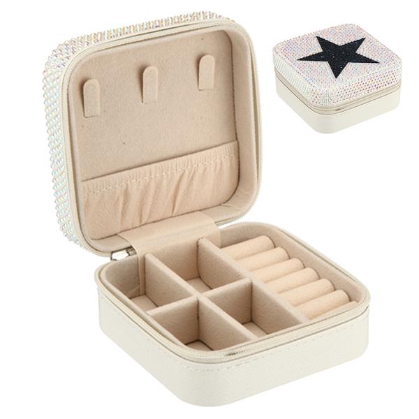 STAR RHINESTONE THEMED SQUARE JEWELRY BOX