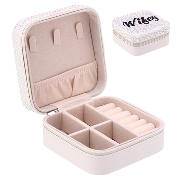 WIFEY RHINESTONE THEMED SQUARE JEWELRY BOX