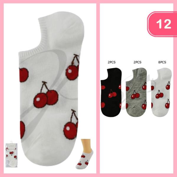 ANKLE CHERRY SOCKS (12 UNITS)