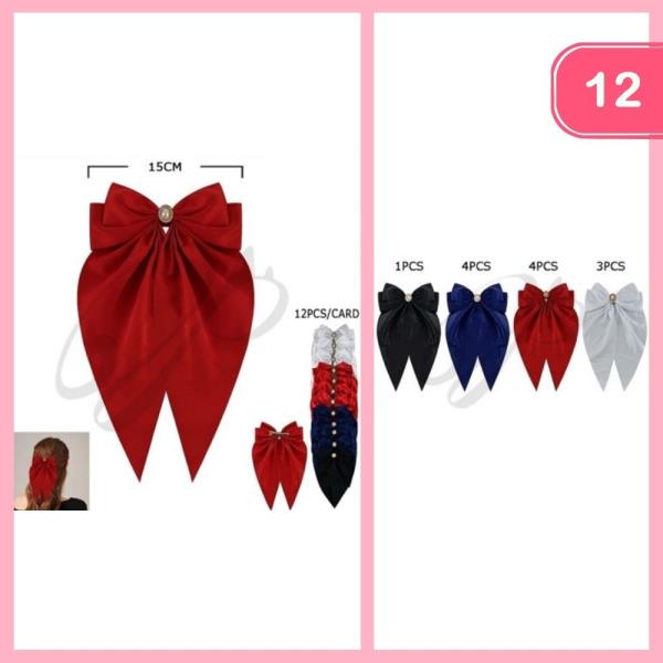 SILK LONG TAIL HAIR BOW (12 UNITS)