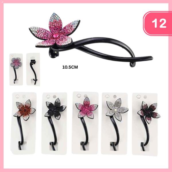 RHINESTONE FLOWER HAIR PIN (12 UNITS)