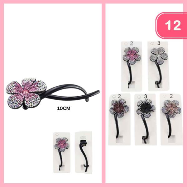RHINESTONE FLOWER HAIR PIN (12 UNITS)