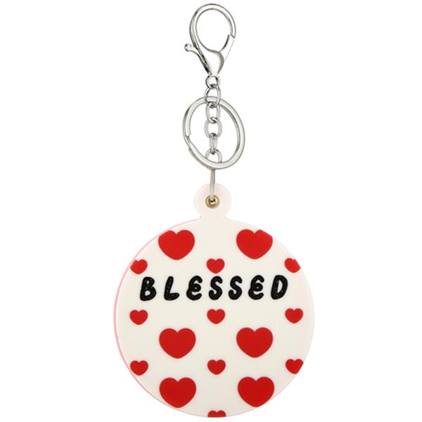 BLESSED ROUND MIRROR KEY CHAIN BAG CHARM
