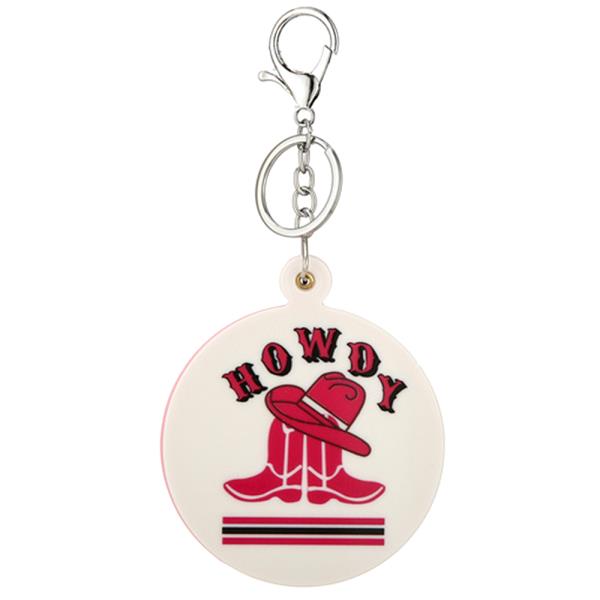 WESTERN HOWDY ROUND MIRROR KEY CHAIN BAG CHARM