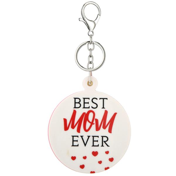 BEST MOM EVER ROUND MIRROR KEY CHAIN BAG CHARM