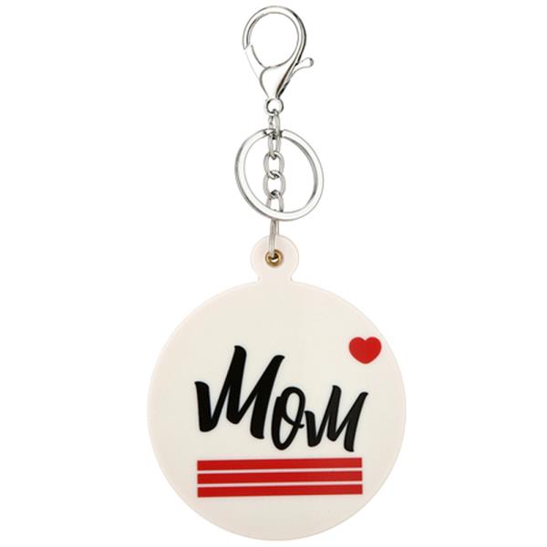 MOM HEART ROUND MIRROR KEY CHAIN BAG CHARM