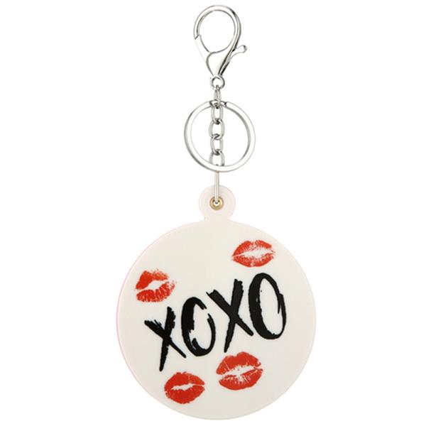 XOXO HUGS AND KISSES ROUND MIRROR KEY CHAIN BAG CHARM