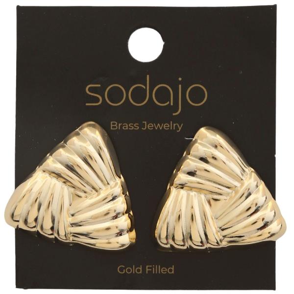SODAJO TEXTURED TRIANGLE SHAPE GOLD FILLED EARRING