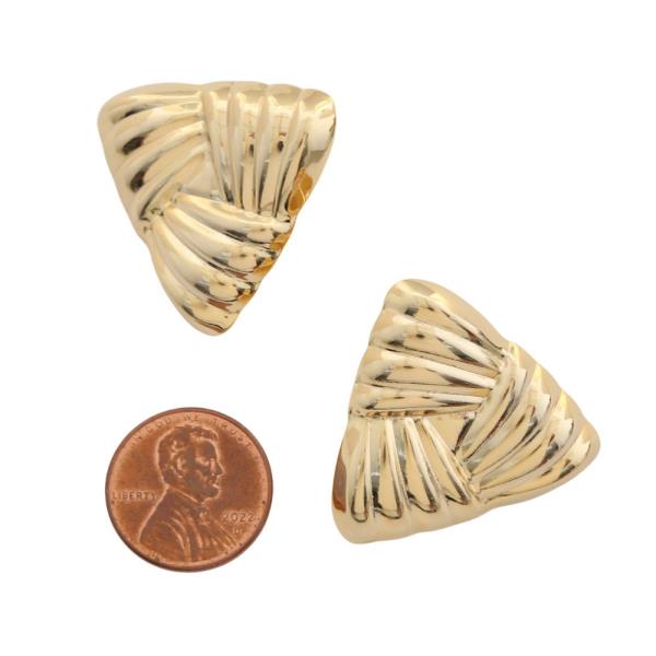 SODAJO TEXTURED TRIANGLE SHAPE GOLD FILLED EARRING