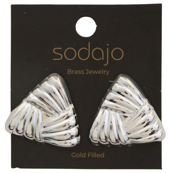 SODAJO TEXTURED TRIANGLE SHAPE GOLD FILLED EARRING