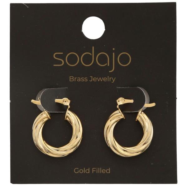 SODAJO TEXTURED METAL GOLD FILLED HOOP EARRING