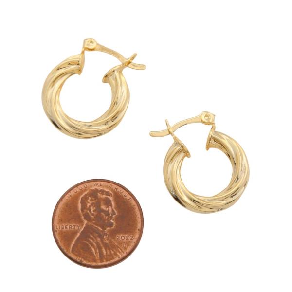SODAJO TEXTURED METAL GOLD FILLED HOOP EARRING
