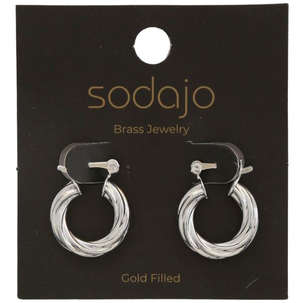 SODAJO TEXTURED METAL GOLD FILLED HOOP EARRING