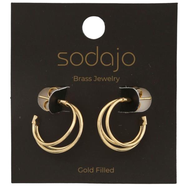 SODAJO TRIPLE HOOP GOLD FILLED EARRING