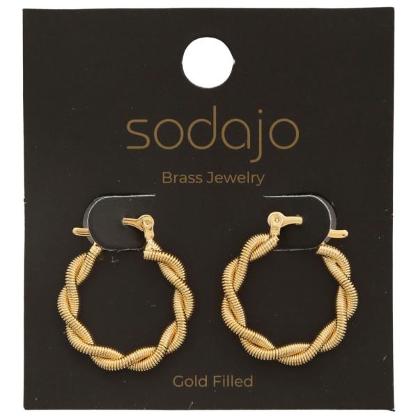 SODAJO TWISTED GOLD FILLED HOOP EARRING