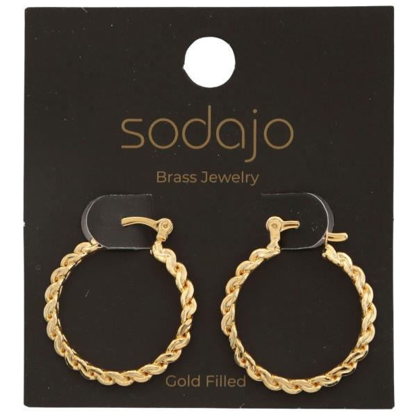 SODAJO BRADIED GOLD FILLED HOOP EARRING