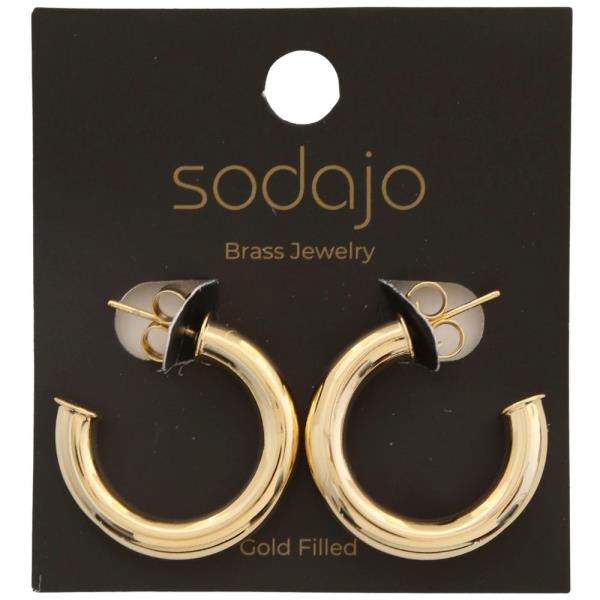 SODAJO PIPE OPEN HOOP GOLD FILLED EARRING