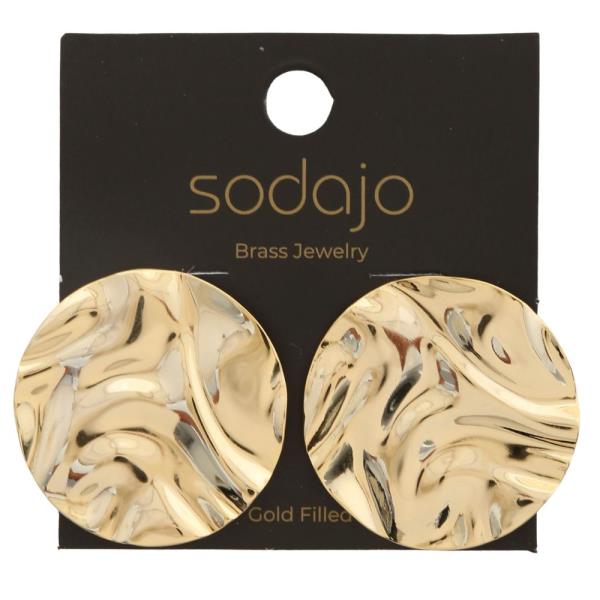SODAJO HAMMERED METAL ROUND GOLD FILLED EARRING