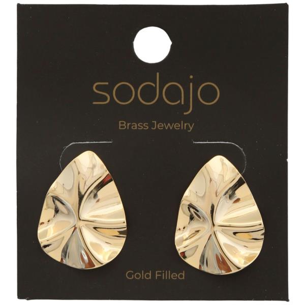 SODAJO TEARDROP BENT METAL GOLD FILLED EARRING