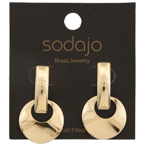 SODAJO ROUND METAL BAR GOLD FILLED EARRING