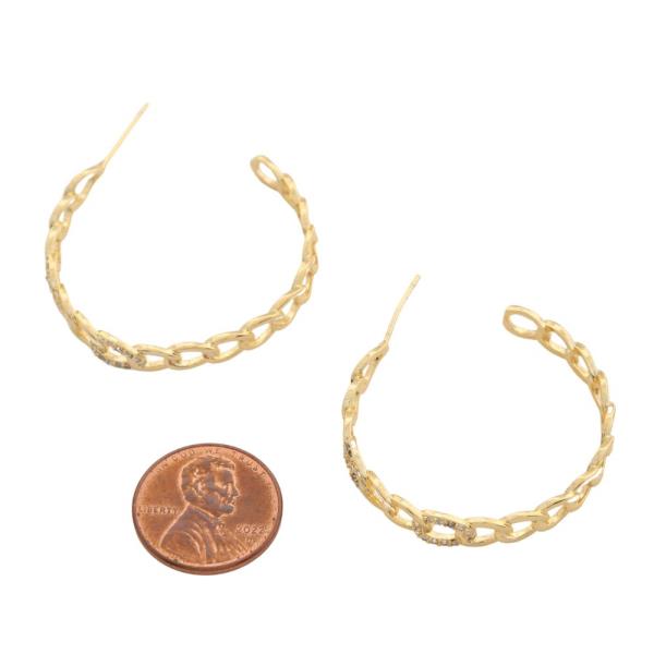 SODAJO CURB LINK RHINESTONE EDGE GOLD FILLED EARRING