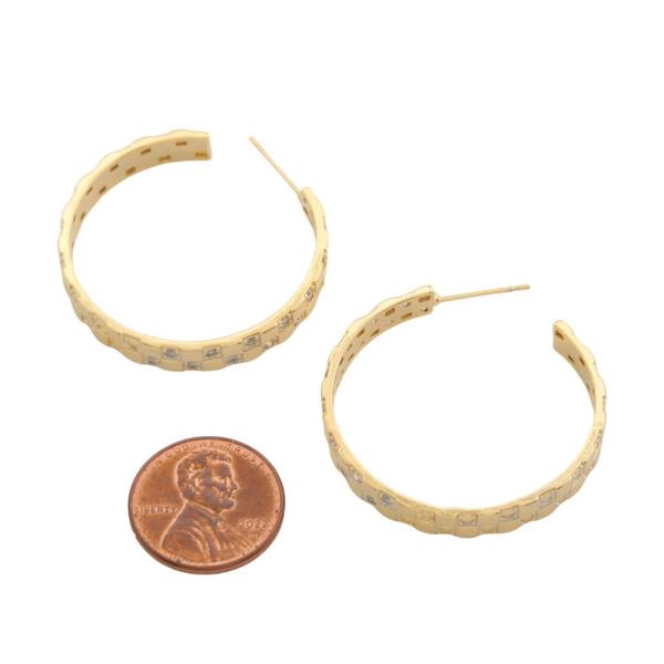 SODAJO RHINESTONE WIDE EDGE GOLD FILLED EARRING