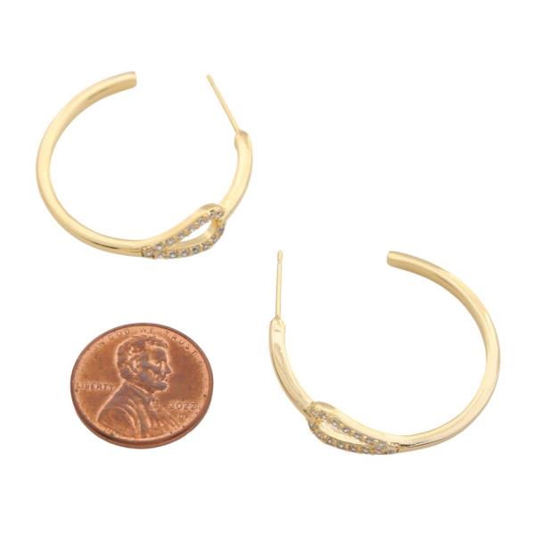SODAJO RHINESTONE OPEN HOOP GOLD FILLED EARRING