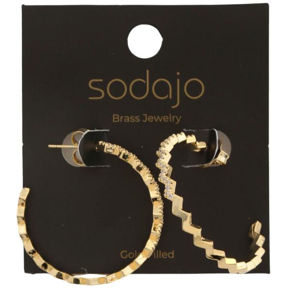 SODAJO CHEVRON PATTERN EDGE GOLD FILLED EARRING