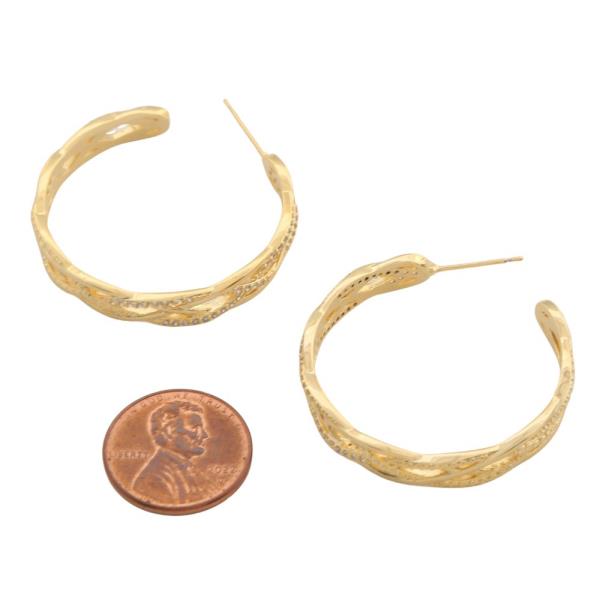 SODAJO TWISTED BRAIDED EDGE GOLD FILLED HOOP EARRING
