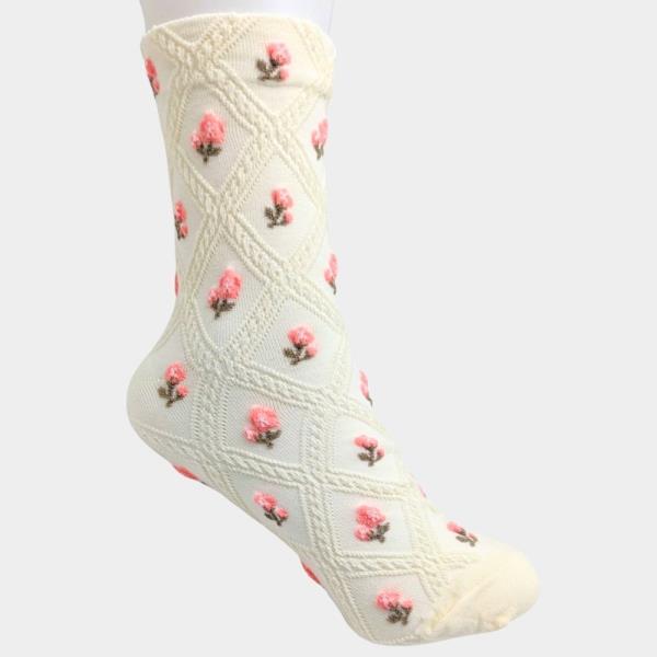 MINI FLOWER JACQUARD TEXTURED ANKLE SOCKS