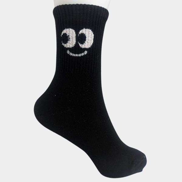 BIG EYES FACE POINT RIBBED ANKLE SOCKS
