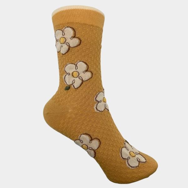 LARGE FLOWER TEXTURED ANKLE SOCKS