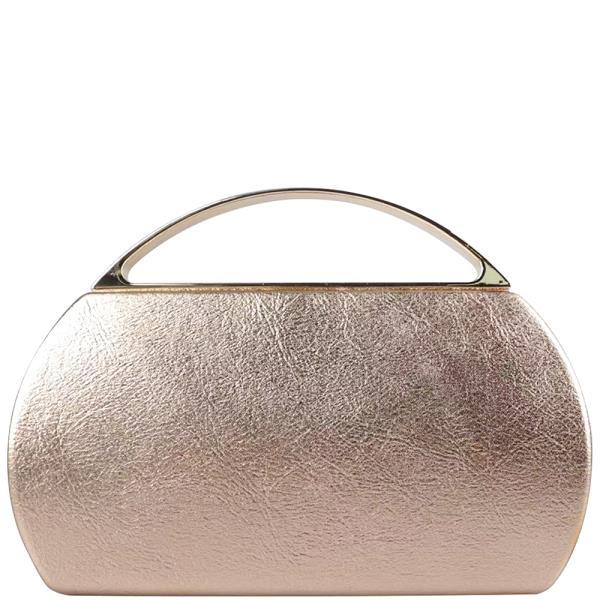 SMOOTH METALLIC TEXTURED HANDLE EVENING CLUTCH BAG