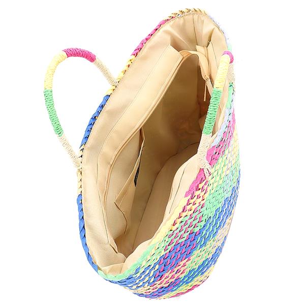 MULTI COLOR FAUX STRAW TOTE BAG