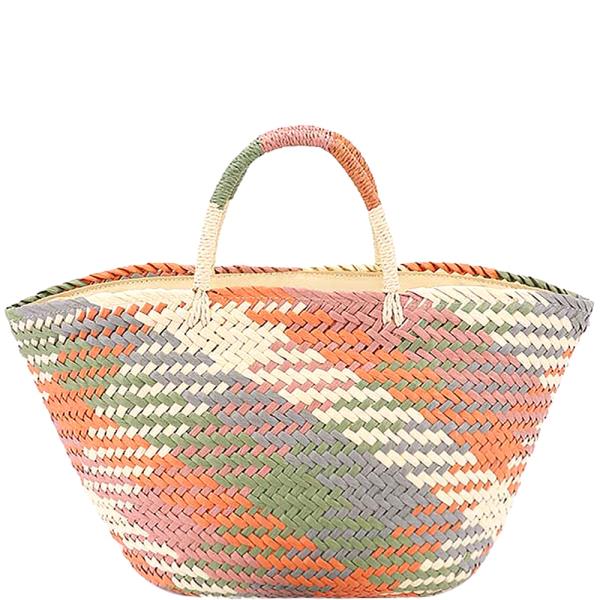 MULTI COLOR FAUX STRAW TOTE BAG