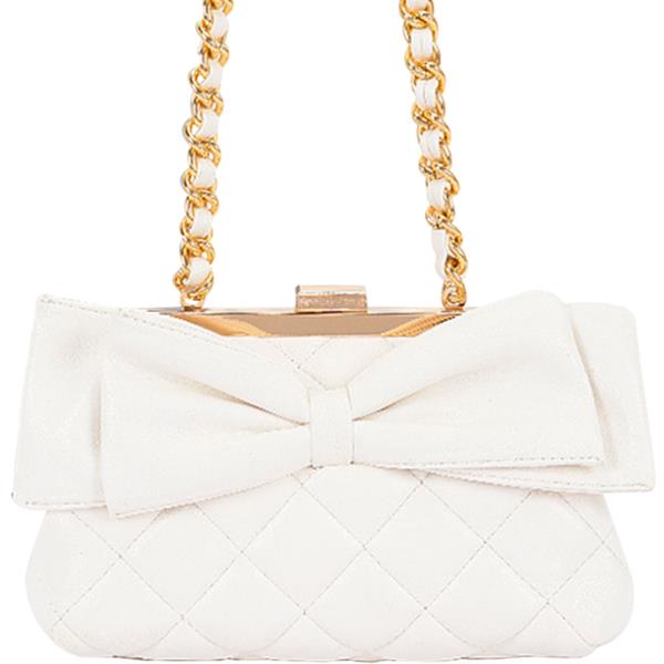FAUX LEATHER METAL FRAME RIBBON CROSSBODY BAG