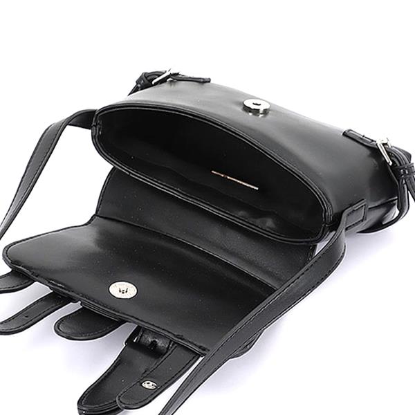MULTI BUCKLE FAUX LEATHER BELT CROSSBODY BAG