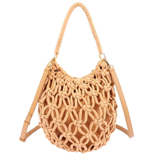 BRAIDED COTTON HOBO BAG