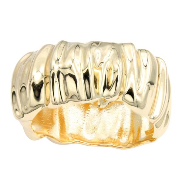TEXTURED GOLD PLATED HINGED BANGLE BRACELET