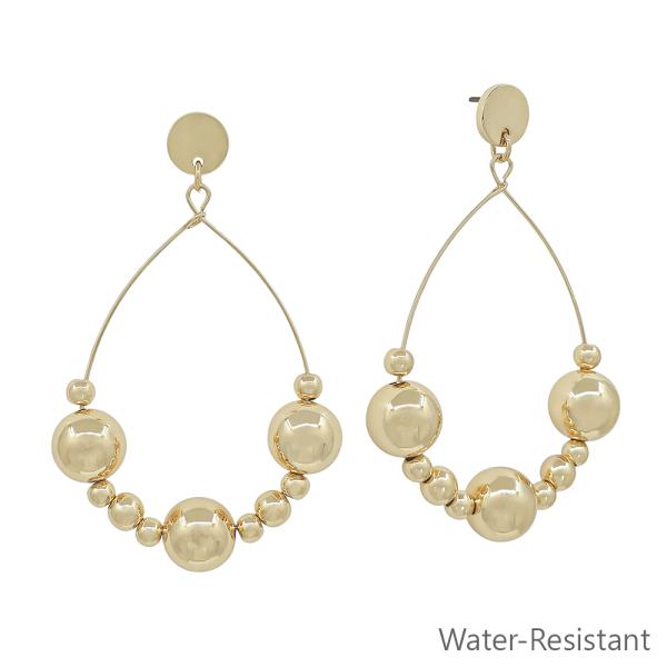 BALL BEAD TEARDROP DANGLE EARRING