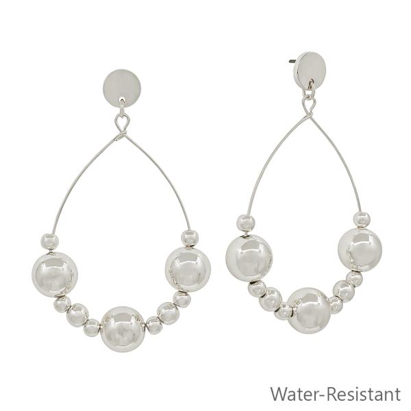 BALL BEAD TEARDROP DANGLE EARRING