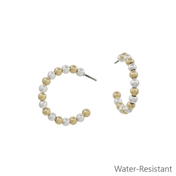 CCB METAL BALL BEAD HOOP EARRING