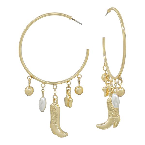 WESTERN STYLE CHARM OPEN HOOP EARRING