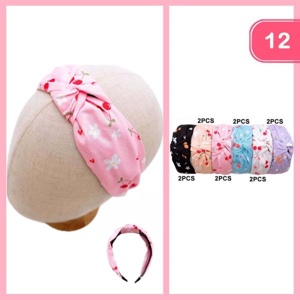 CHERRY KNOTTED HEADBAND (12 UNITS)