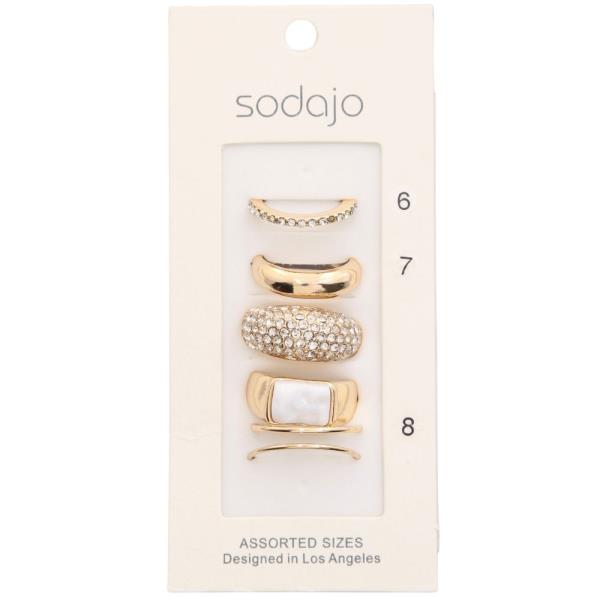 SODAJO STONE RHINESTONE METAL ASSORTED RING SET