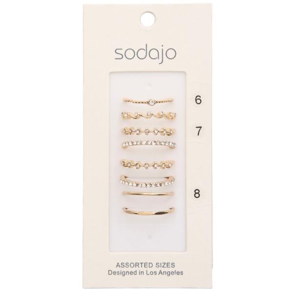 SODAJO RHINESTONE METAL ASSORTED RING SET