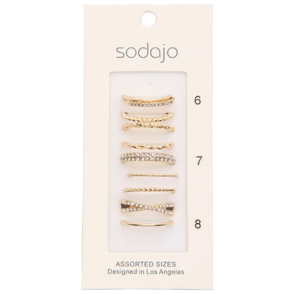 SODAJO RHINESTONE METAL ASSORTED RING SET