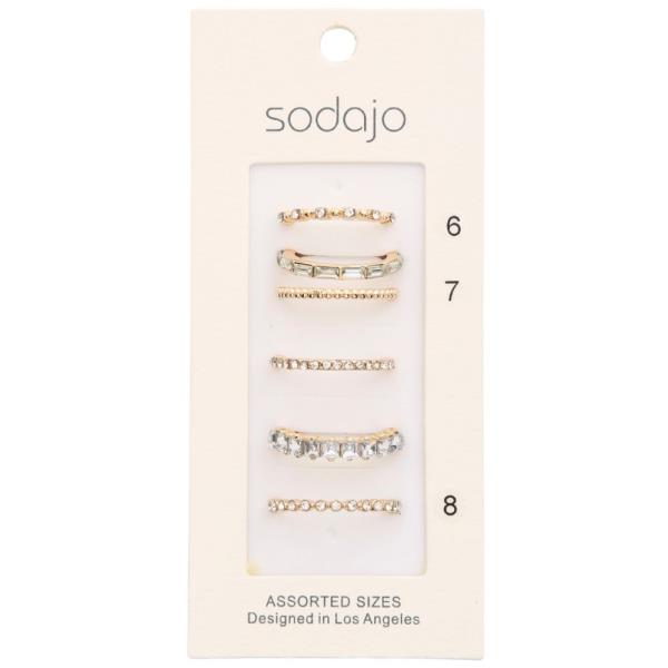 SODAJO RHINESTONE METAL ASSORTED RING SET