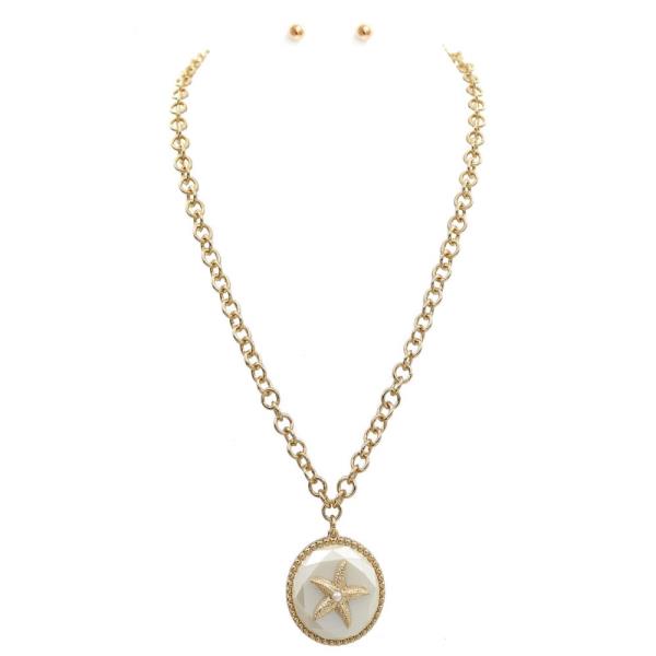 STARFISH ROUND PENDANT NECKLACE
